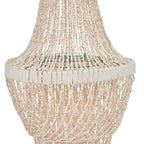 Suspension en coquillages beige en cascade avec perles bois H85 cm