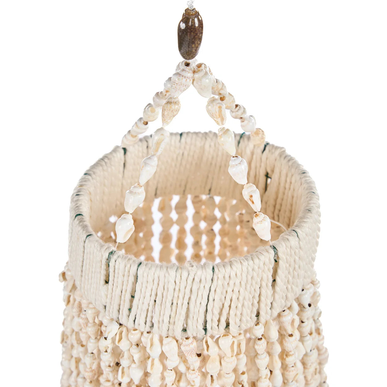 Suspension en coquillages beige en macramé cascade H85 cm