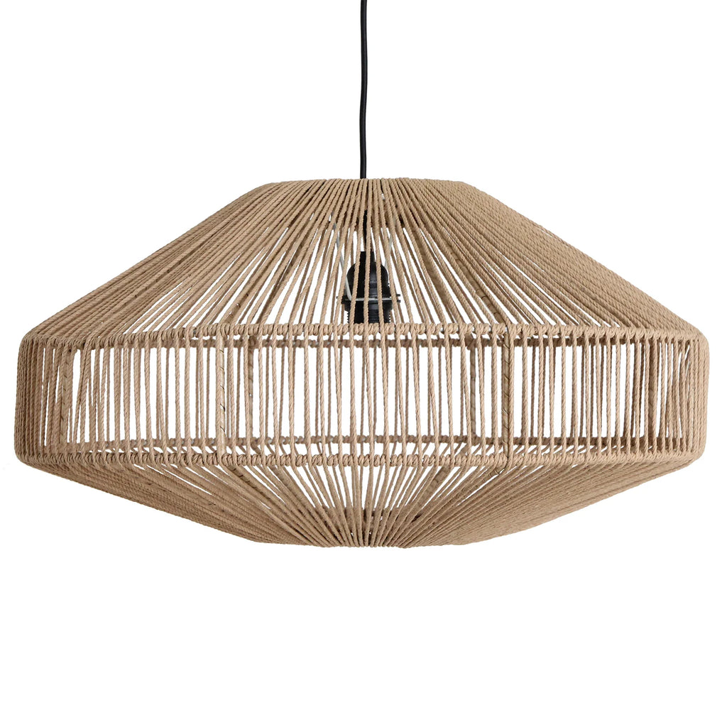 Suspension en corde naturelle ajourée beige sable Ø60 cm