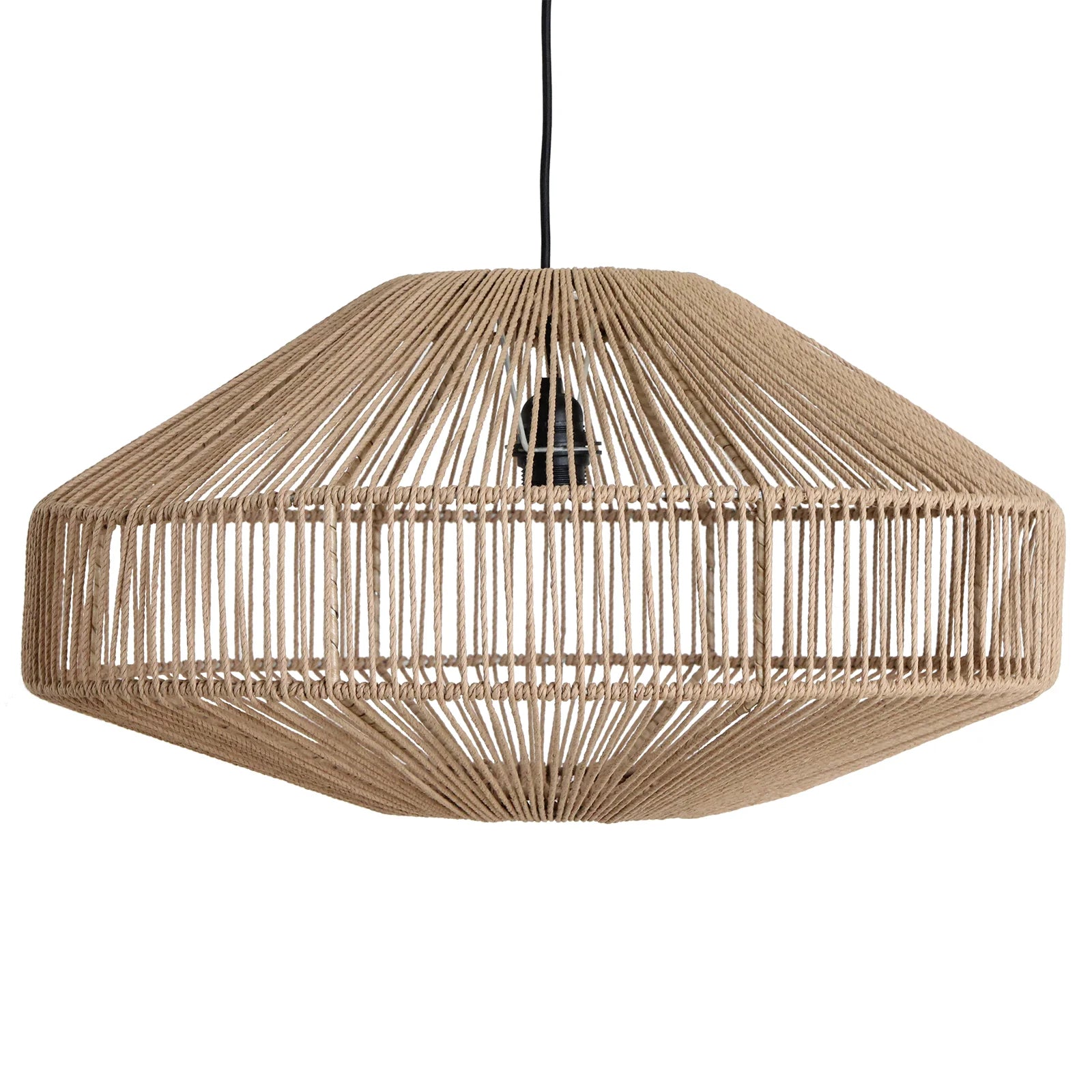 Suspension en corde naturelle ajourée beige sable Ø60 cm