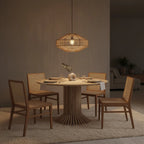 Suspension en ronce ajourée beige sable Ø60 cm ton bois naturel