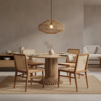 Suspension en rattan ajourée beige sable Ø60 cm à lueur chaude