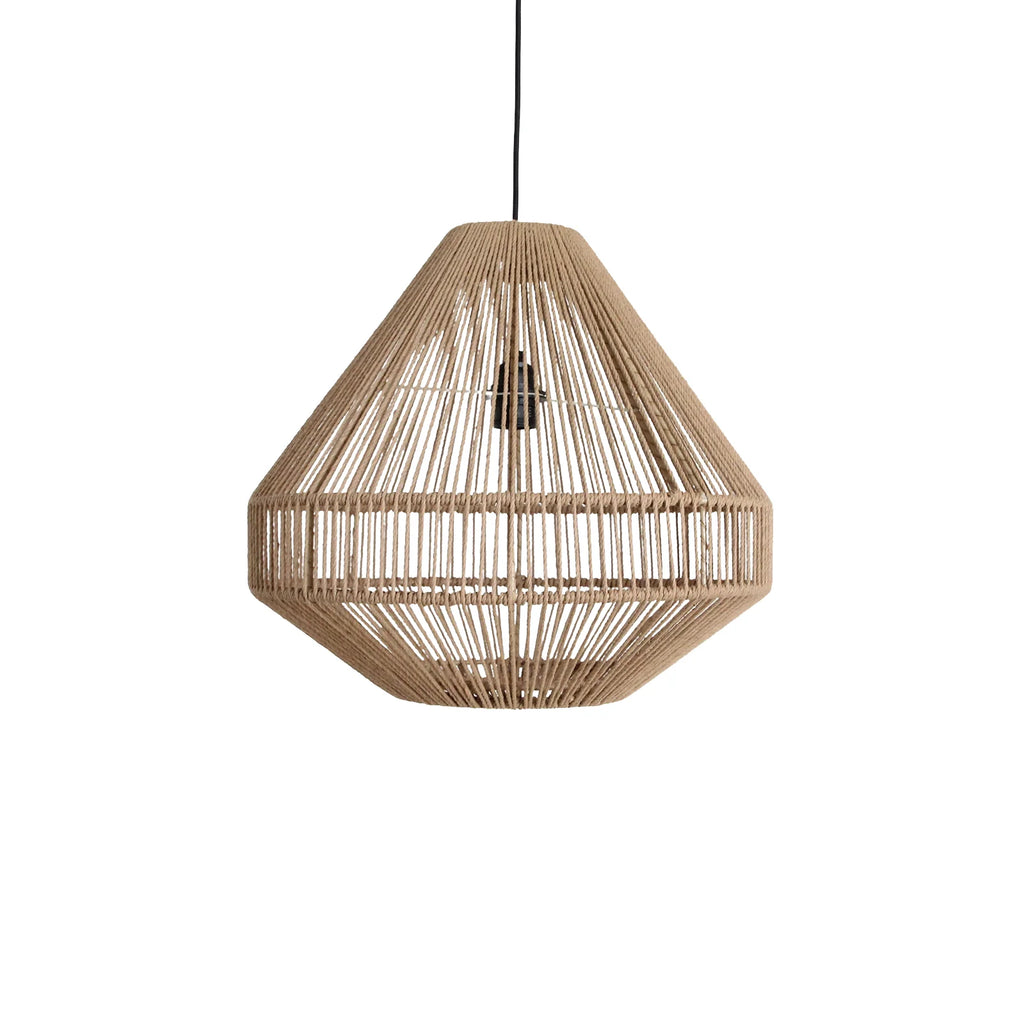 Suspension en rattan ajouré forme diamant Ø44 cm tons beige naturels