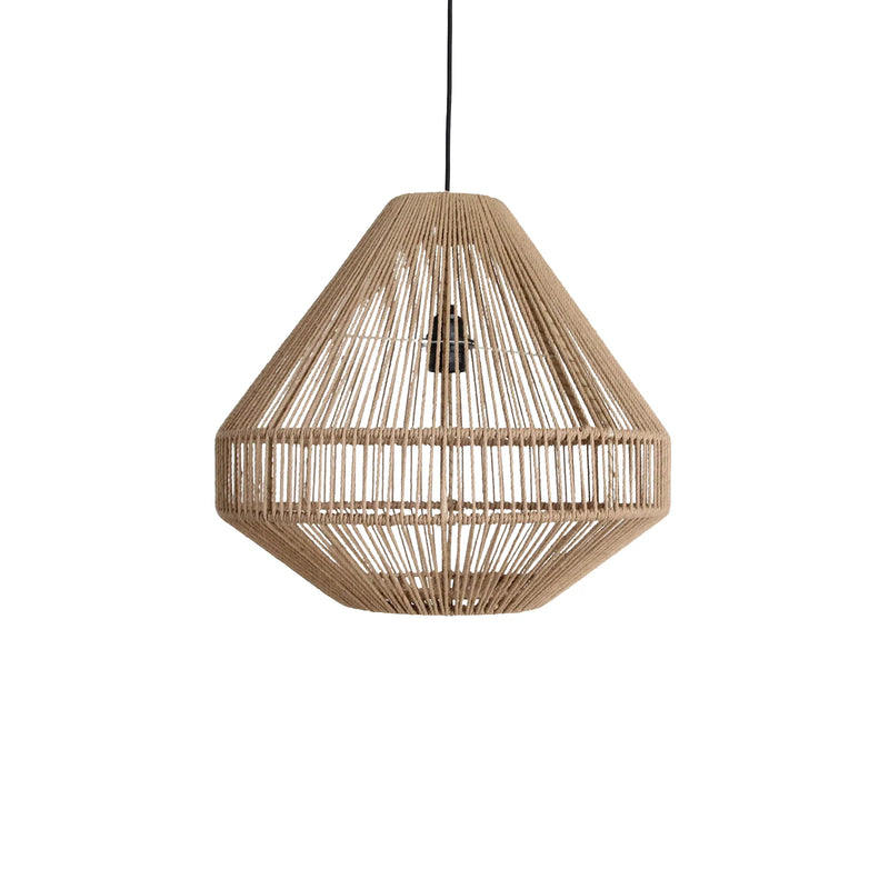 Suspension en corde naturelle forme diamant ajourée – Ø44 cm