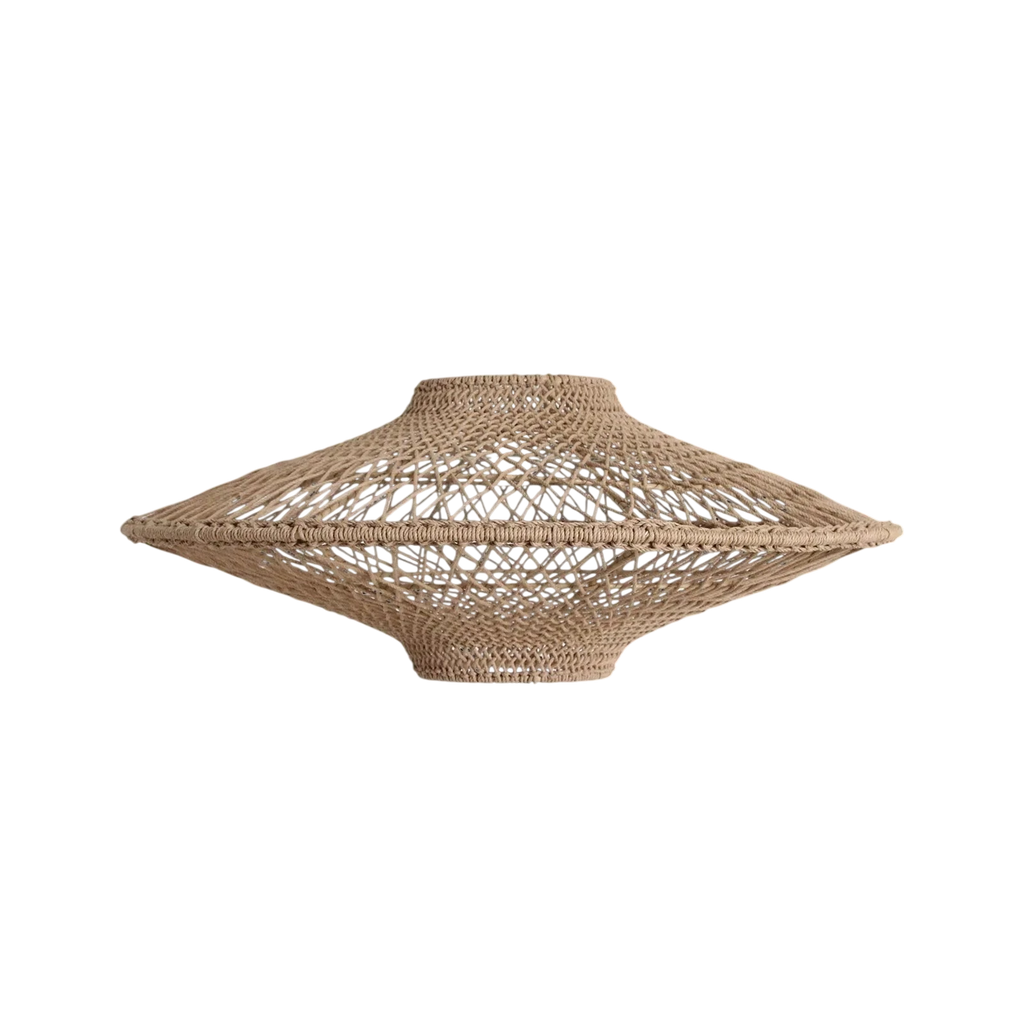 Suspension en corde tressée naturelle forme soucoupe ajourée Ø80 cm beige terreux