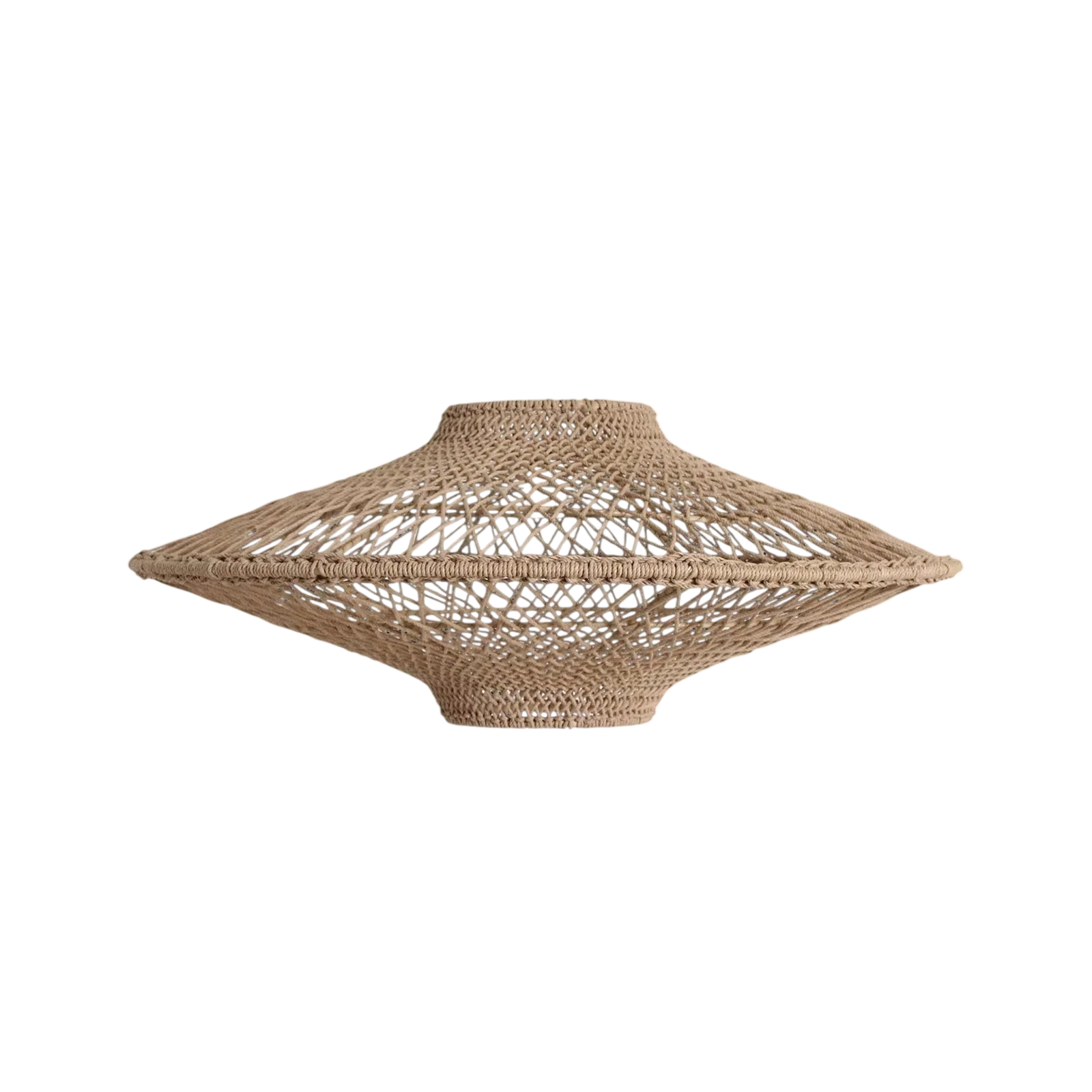 Suspension en corde tressée naturelle forme soucoupe ajourée Ø80 cm beige terreux