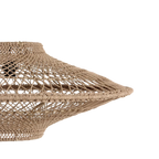 Suspension en corde tressée beige naturelle, forme soucoupe ajourée Ø80 cm