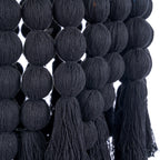 Suspension en coton noir à perles et pompons effet cascade H160 cm