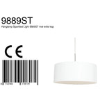 Suspension cylindre en tissu blanc et métal brossé avec abat-jour en forme de tambour blanc