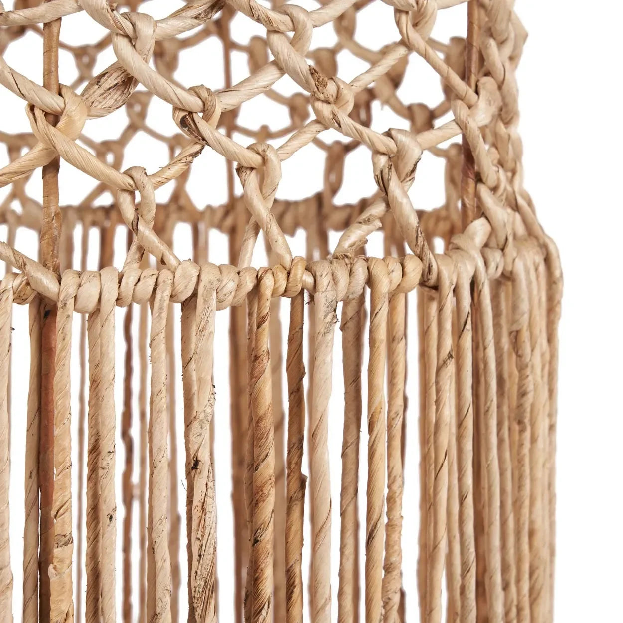 Abat-jour en fibre naturelle tissée pour suspension cylindrique en feuille de bananier