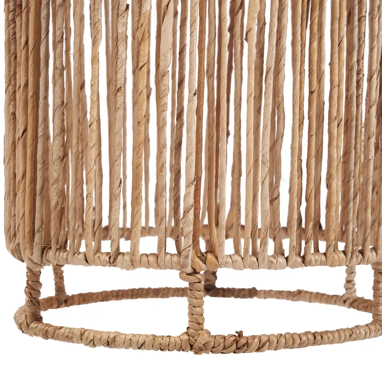 Support de plante cylindrique en feuille de bananier ajourée naturel H116 cm