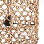Suspension cylindrique en feuille de bananier ajourée naturelle – H116 cm