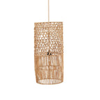 Suspension cylindrique en feuille de bananier ajourée naturelle – H67 cm