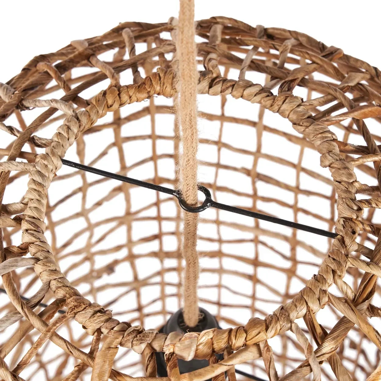 Luminaire suspendu en rotin tressé forme cylindrique en feuille de bananier naturelle