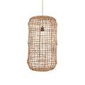 Suspension cylindrique en feuille de bananier ajourée naturelle – H74 cm
