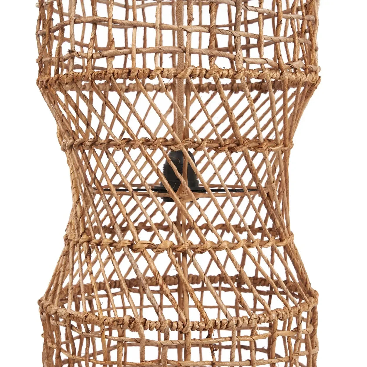 Suspension cylindrique en feuille de bananier tressée naturel – H130 cm