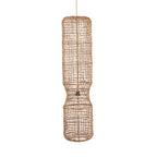 Suspension cylindrique en feuille de bananier tressée naturel – H130 cm