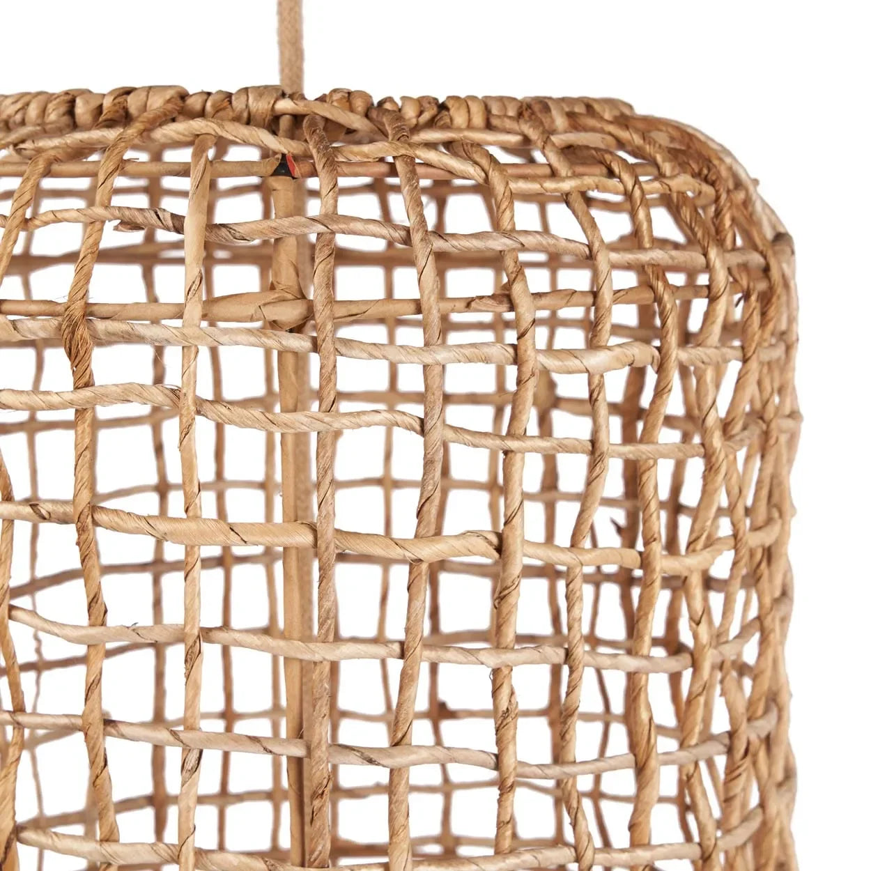 Suspension cylindrique en feuille de bananier tressée naturel – H130 cm