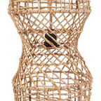 Suspension cylindrique en feuille de bananier tressée naturelle – H100 cm