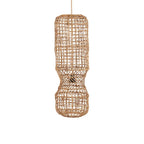 Suspension cylindrique en feuille de bananier tressée naturelle – H75 cm