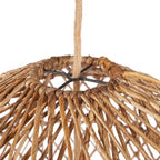 Suspension cylindrique en feuille de bananier tressée naturelle avec lampe en corde de paille