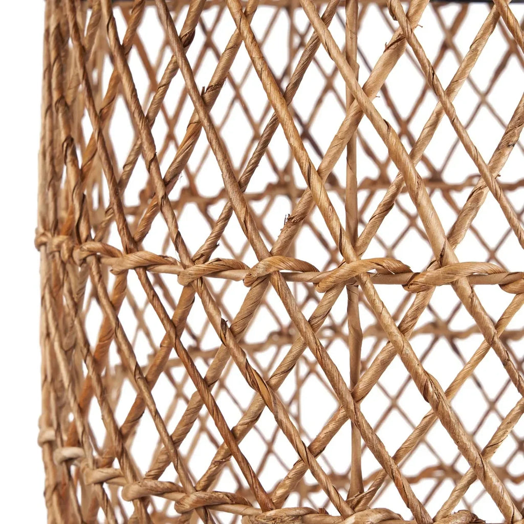Panier en fibres naturelles tressées suspendu en feuille de bananier Ø45 cm