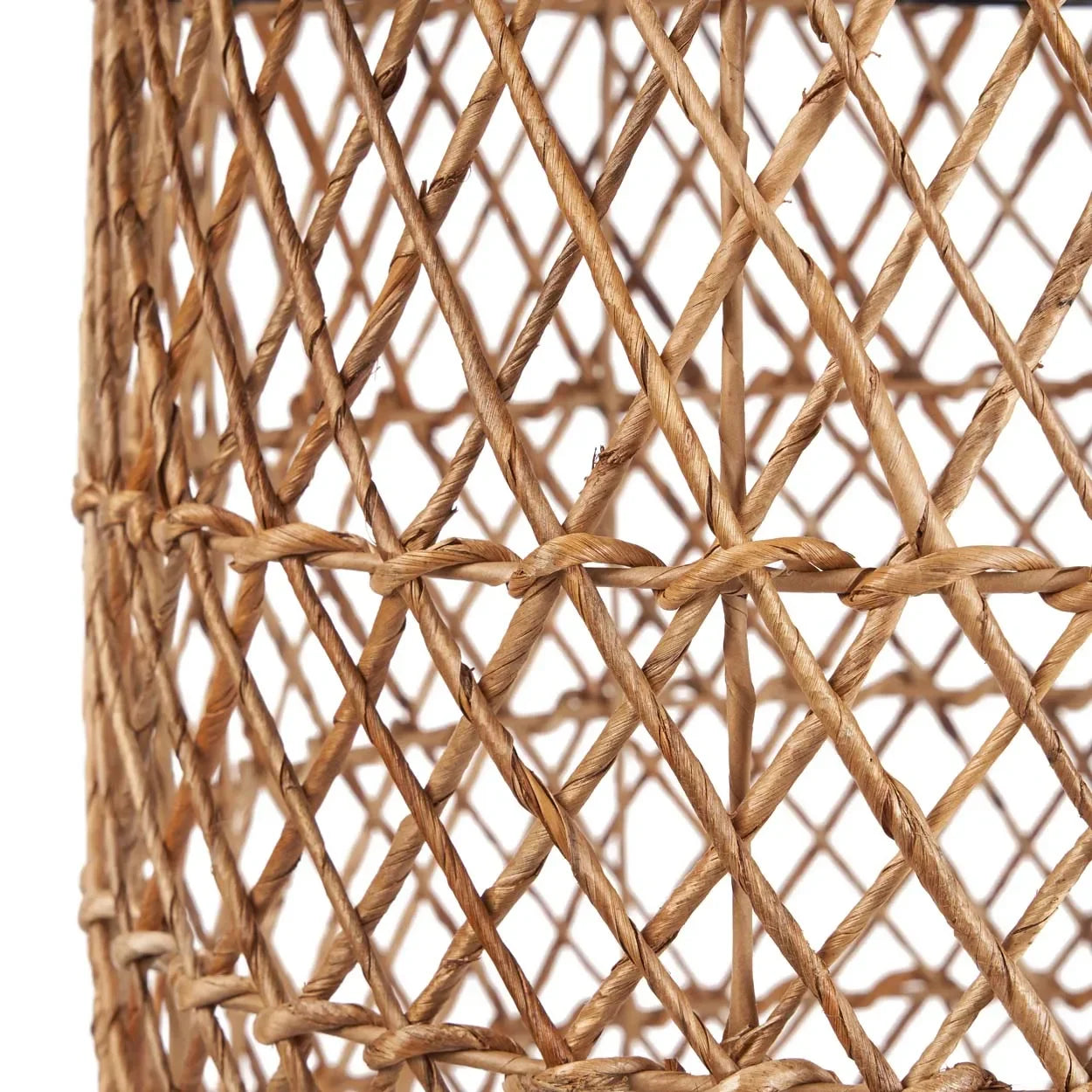 Panier en fibres naturelles tressées suspendu en feuille de bananier Ø45 cm