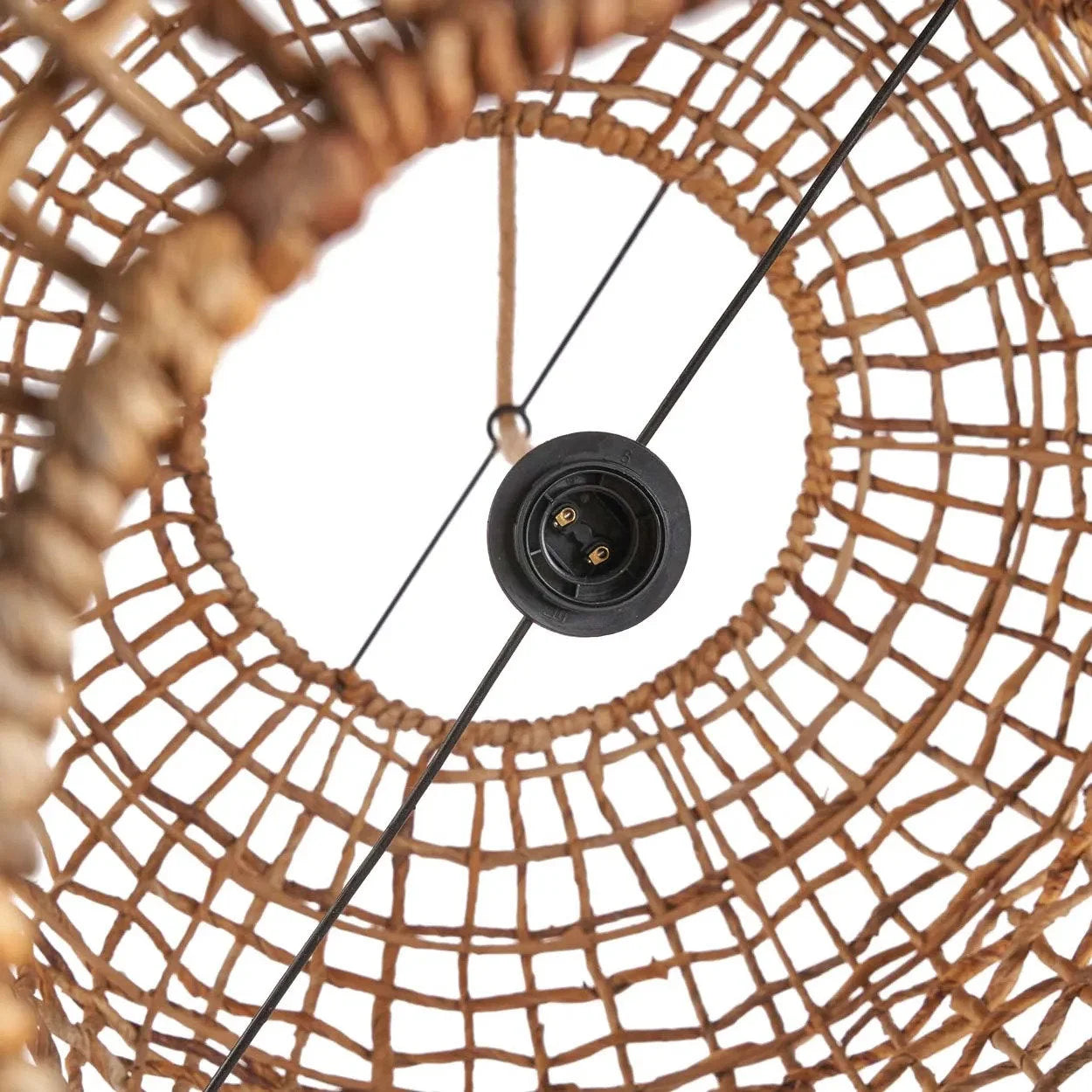 Suspension cylindrique en feuille de bananier tressée naturelle – Ø50 cm