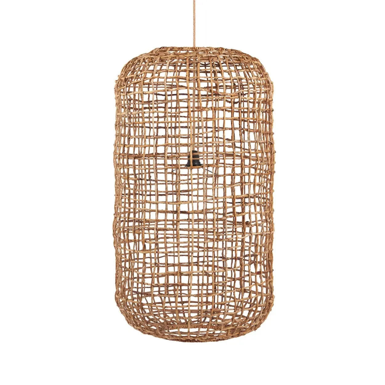 Suspension cylindrique en feuille de bananier tressée naturelle – Ø50 cm