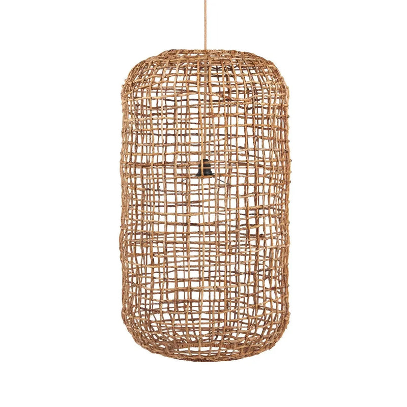 Suspension cylindrique en feuille de bananier tressée naturelle – Ø50 cm