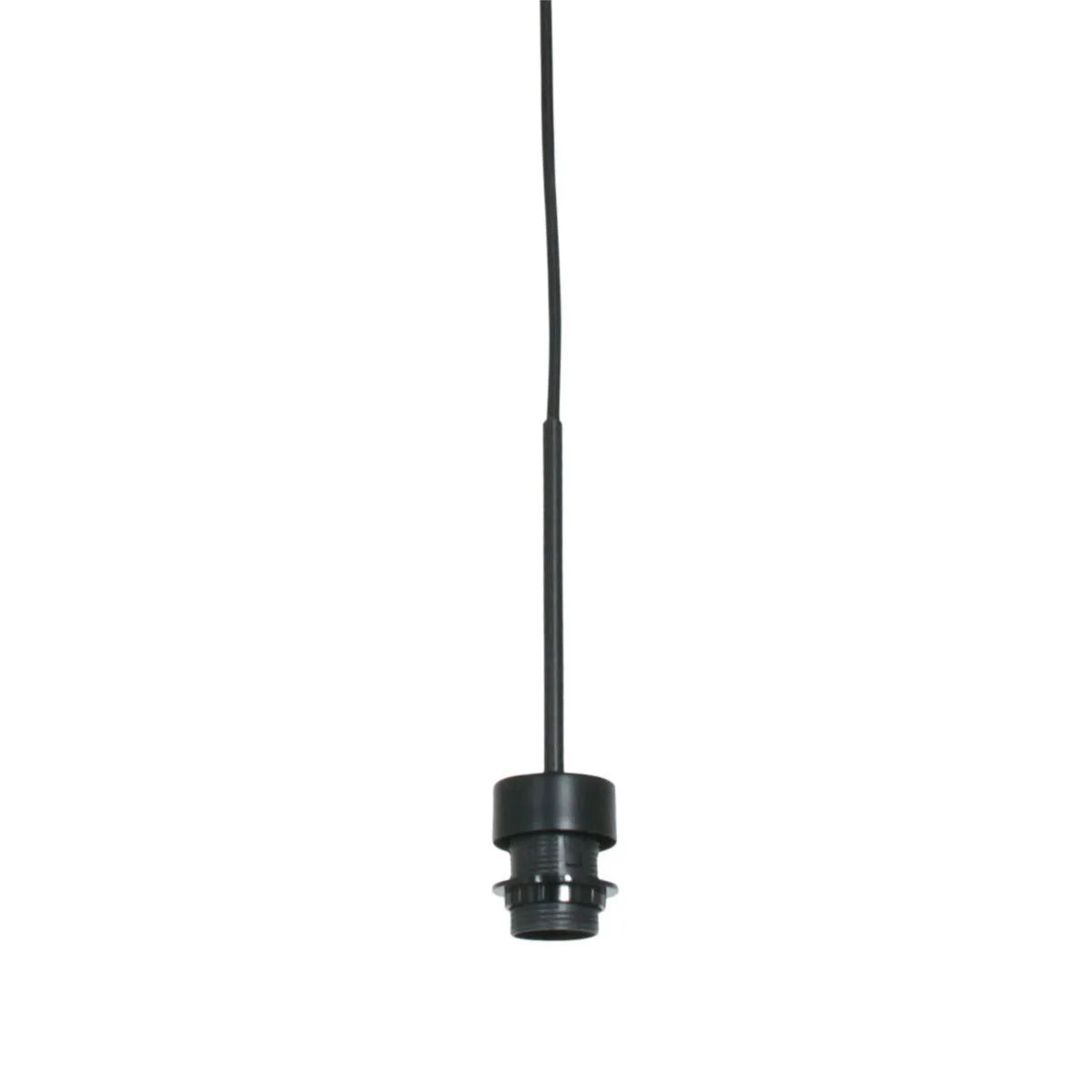 Suspension cylindrique en fibres naturelles beige avec fixation en noir et douille filetée