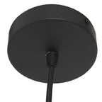 Ceinture de plafond ronde noire avec câble en tissu beige pour suspension en fibres naturelles