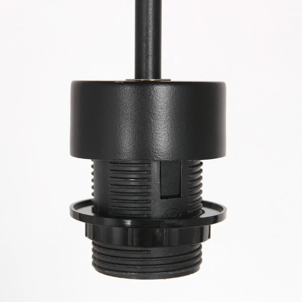 Support de lampe E27 noir avec base filetée pour suspension cylindrique en fibres naturelles beige et câble noir Ø50 cm