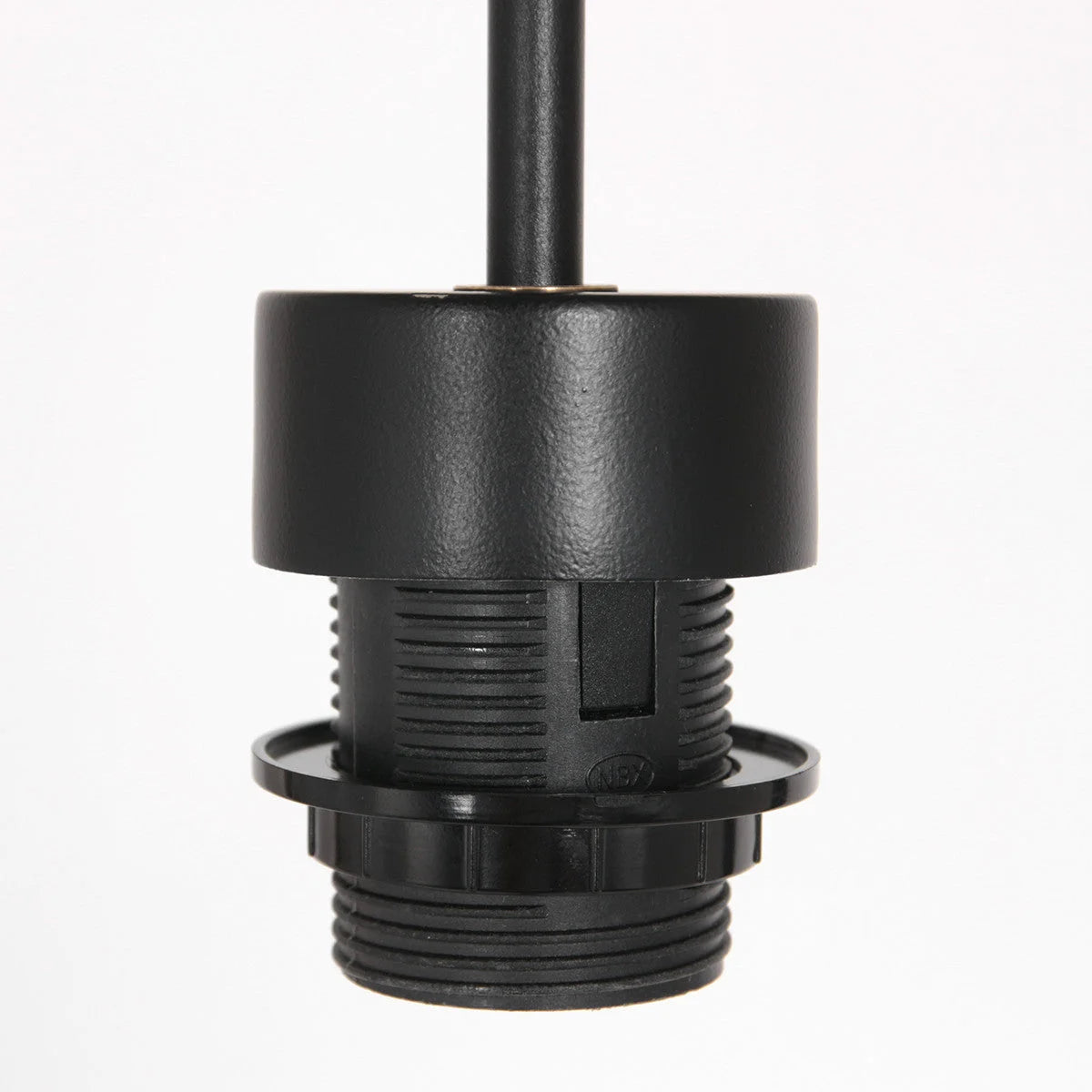 Support de lampe E27 noir avec base filetée pour suspension cylindrique en fibres naturelles beige et câble noir Ø50 cm