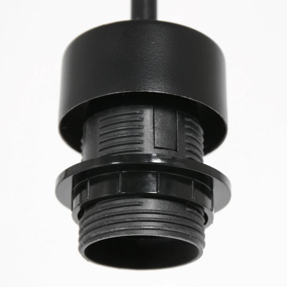 Support de douille d’ampoule en plastique noir et métal pour suspension cylindrique