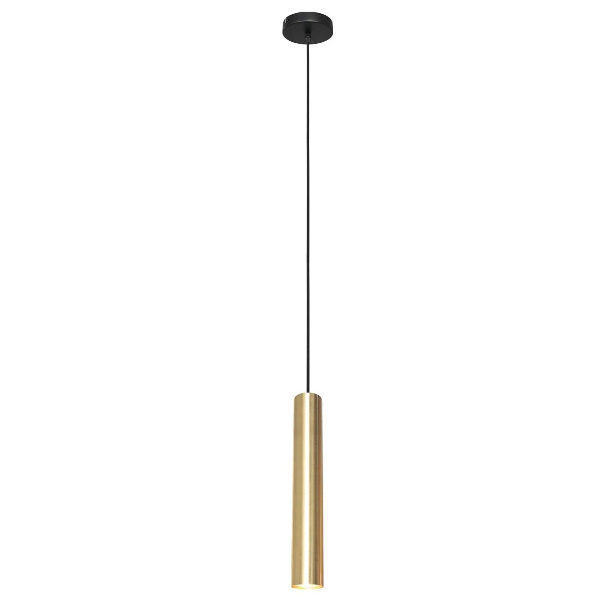 Suspension cylindrique en métal doré avec lumière réglable – Ø10,5 cm
