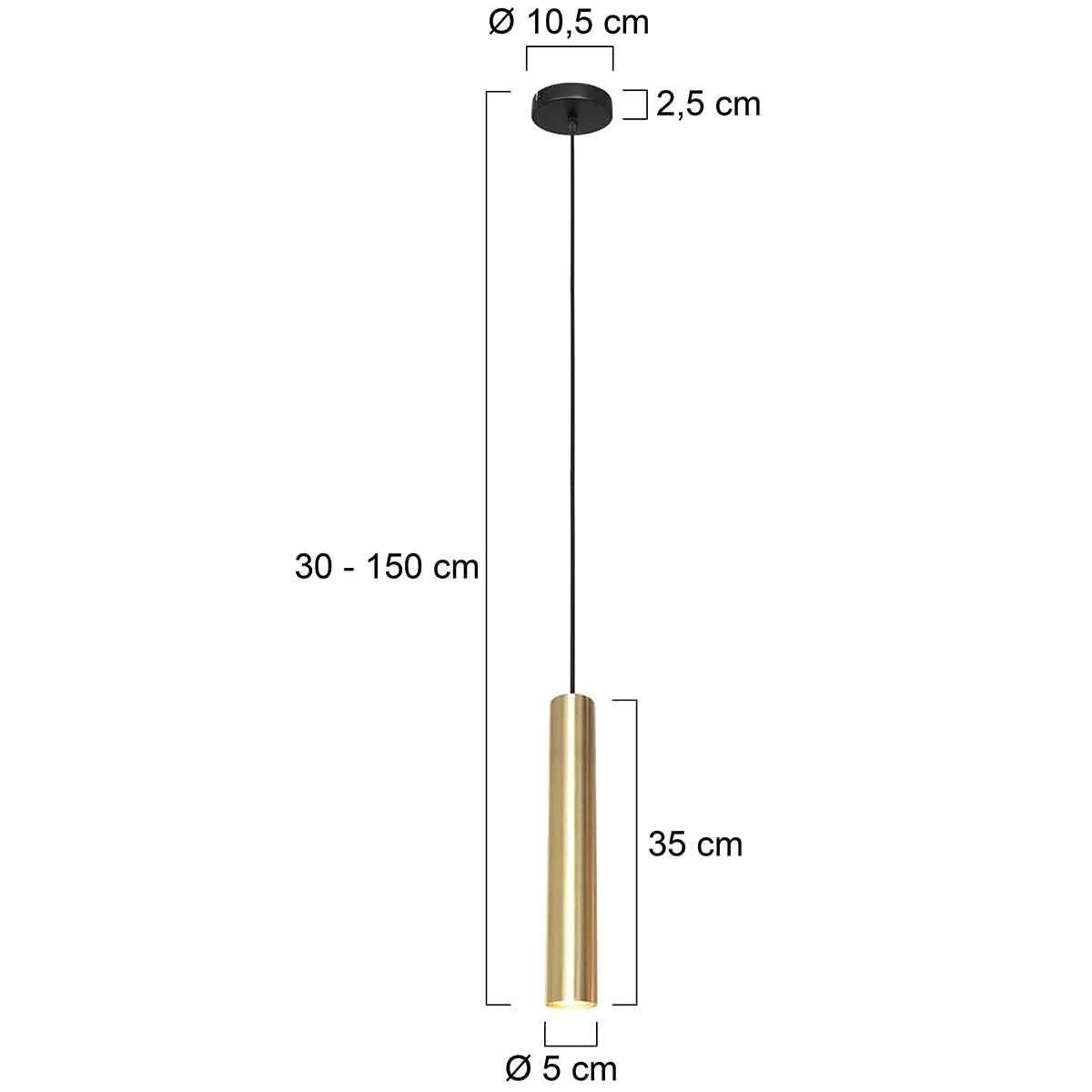 Suspension cylindrique en métal doré avec lumière réglable – Ø10,5 cm