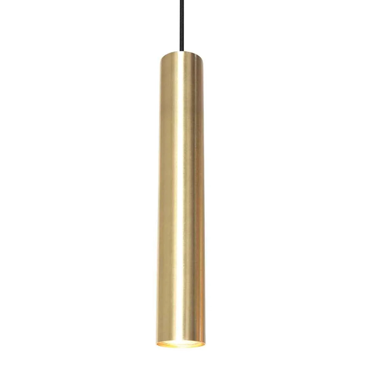 Suspension cylindrique en métal doré avec lumière réglable – Ø10,5 cm