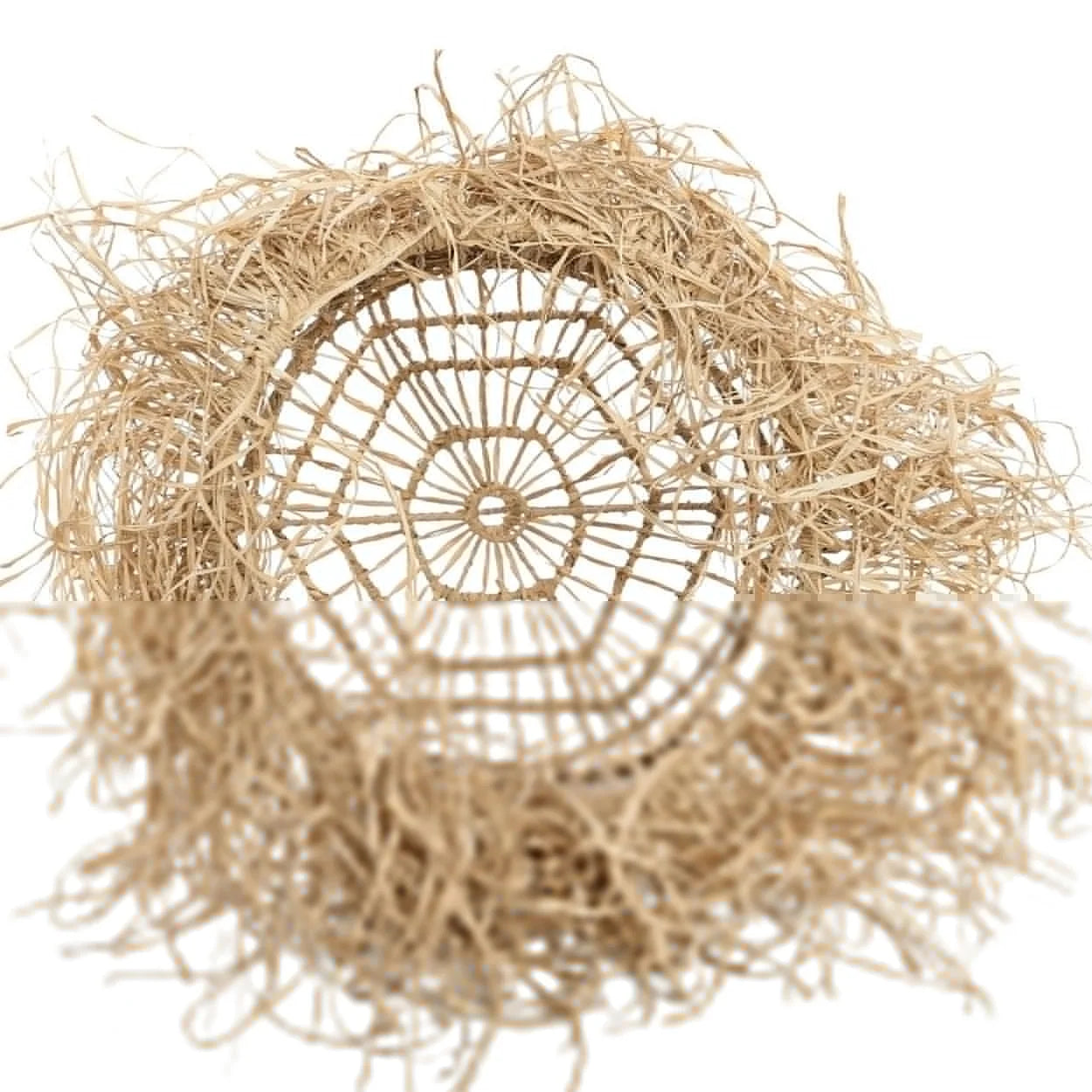 Suspension cylindrique en rotin frangé naturel – 40x40 cm