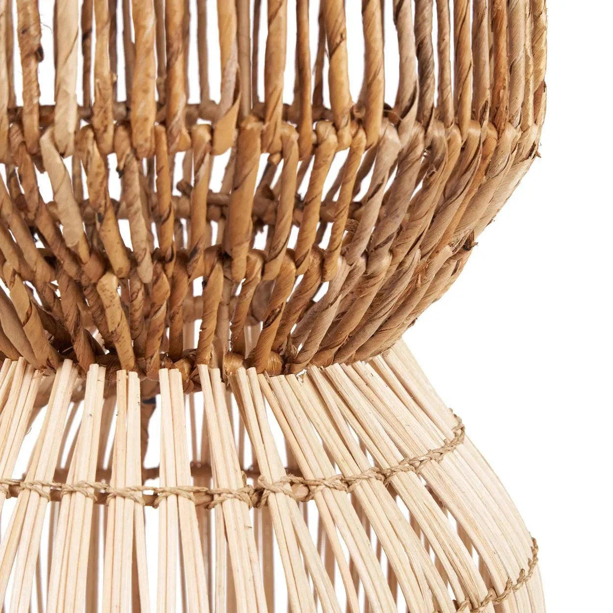 Suspension cylindrique en rotin naturel double niveau – H70 cm