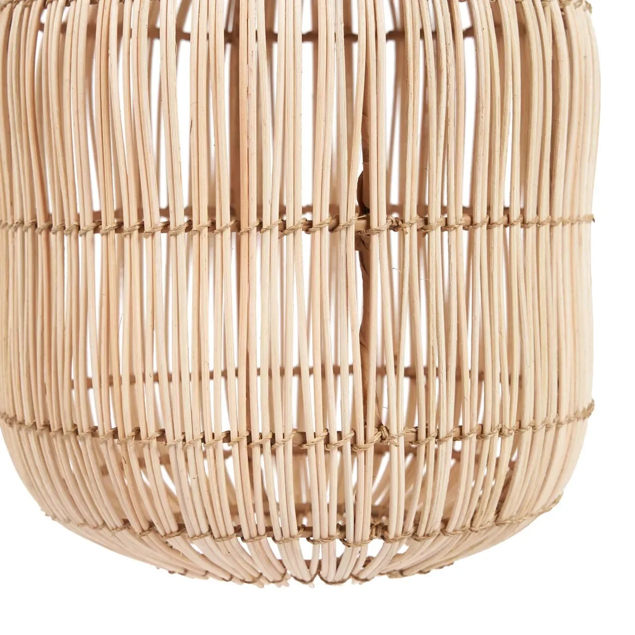 Panier en rotin naturel tissé, suspension cylindrique double niveau H70 cm