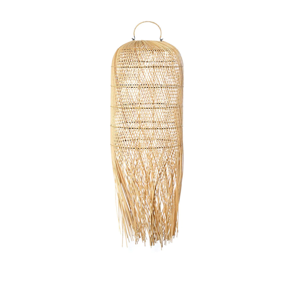 Suspension cylindrique en rotin naturel avec franges, luminaire en rotin pour intérieur