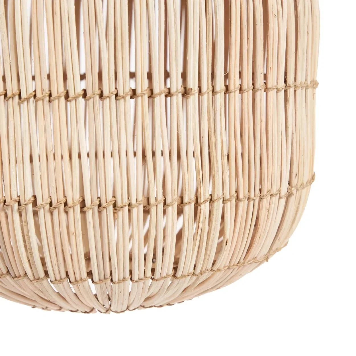 Panier en rotin tressé naturel suspendu avec motifs contrastés, Hauteur 60 cm