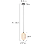 Ampoule suspendue en verre ajouré naturelle de 15 cm de diamètre avec dimensionnement