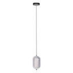 Suspension cylindrique en verre ajouré couleur naturelle avec pendentif éclairant grace à un verre texturé