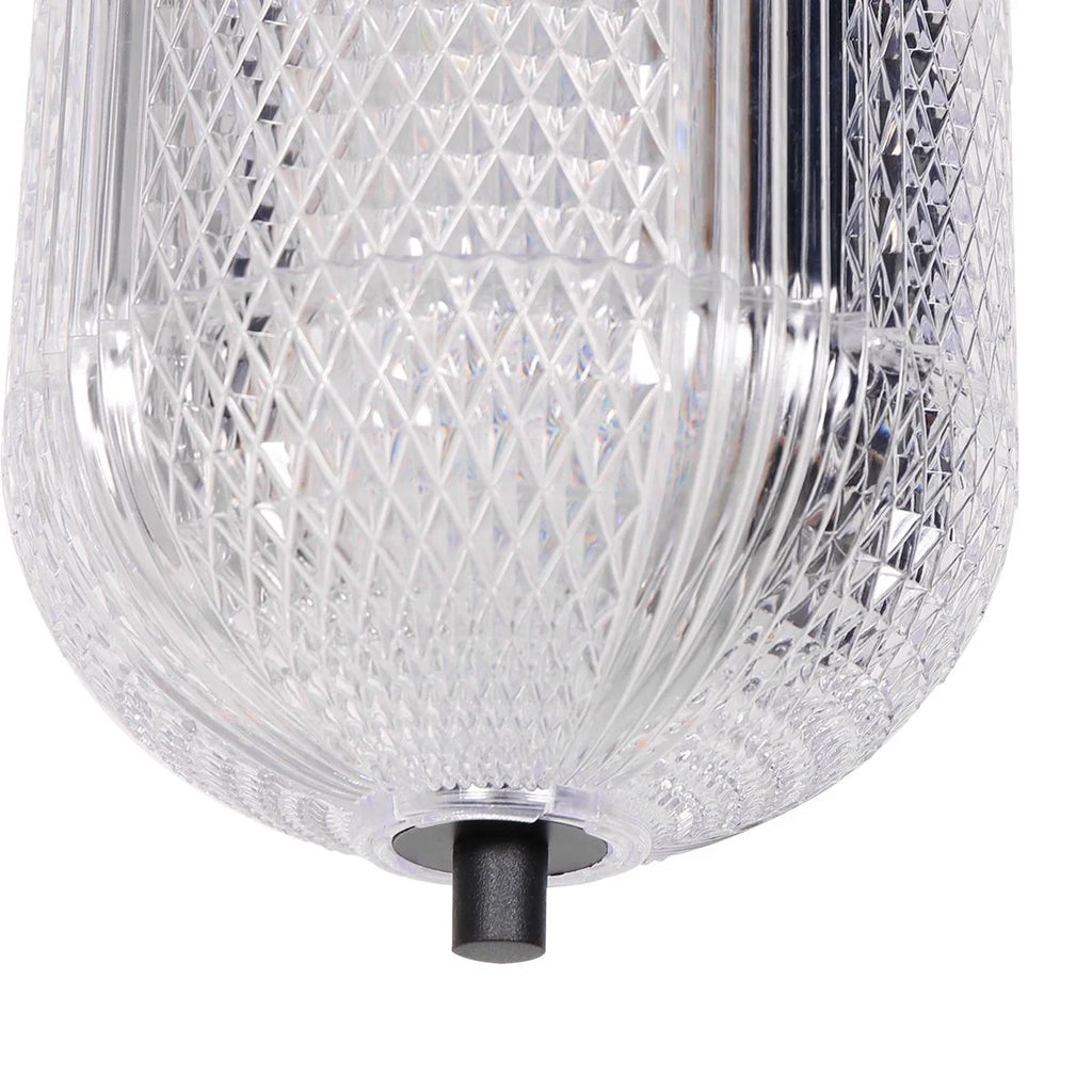 Suspension cylindrique en verre ajouré avec motif cristal couleur naturelle Ø15 cm