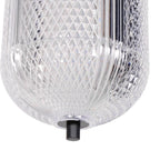 Suspension cylindrique en verre ajouré avec motif cristal couleur naturelle Ø15 cm