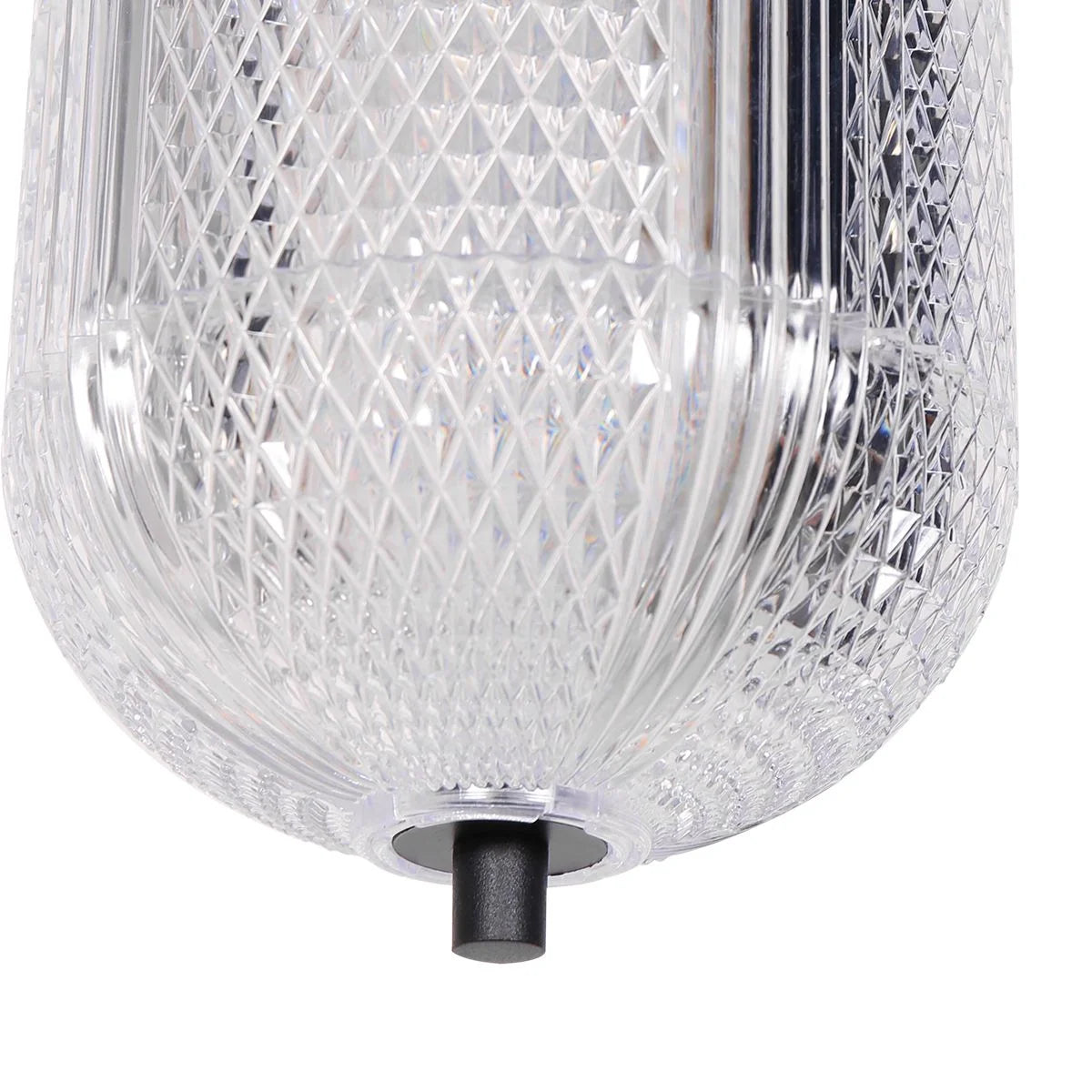 Suspension cylindrique en verre ajouré avec motif cristal couleur naturelle Ø15 cm