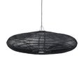 Suspension disque ajouré en rotin noir XL avec lampe en forme ovale tissée