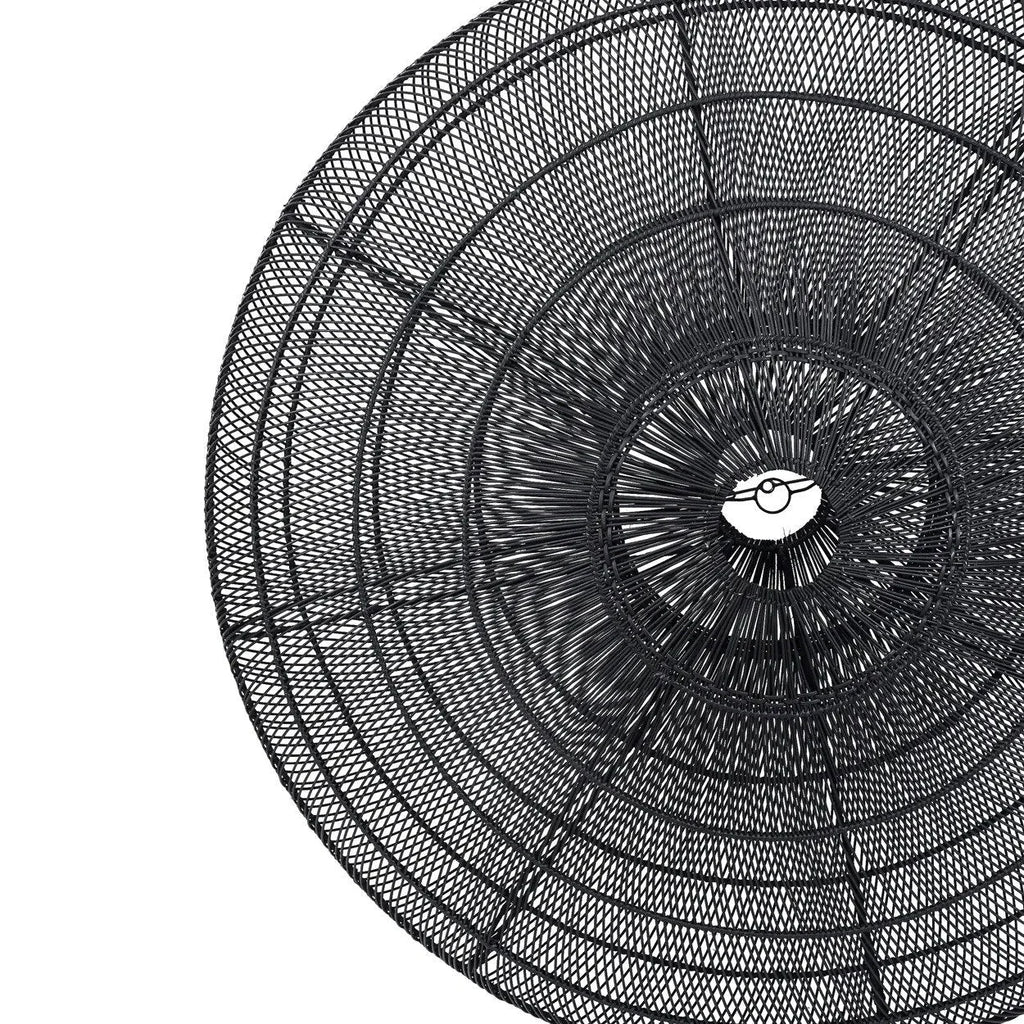Abat-jour suspendu en rotin noir rond en métal tissé de 150 cm de diamètre
